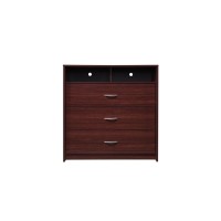 Hodedah 3-Drawer Dresser With 1-Open Shelf 2 Compartments In Mahogany