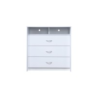 Hodedah 3-Drawer Dresser With 1-Open Shelf 2 Compartments In White