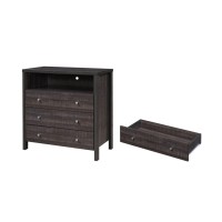 Hodedah 3-Drawer Dresser With 1-Open Shelf In Walnut