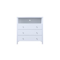 Hodedah 3-Drawer Dresser With 1-Open Shelf In White