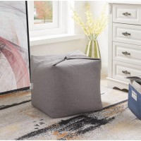 Magic Pouf Linen Bean Bag Chair/Ottoman/Floor Pillow 3-In-1, Grey