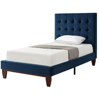 Blake Velvet Platform Bed Full Size, Navy