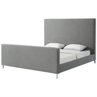 Alex Linen Upholstered Platform Bed King Size, Grey