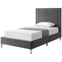 Tristan Velvet Platform Bed Full Size, Grey