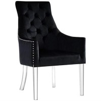 Colton Velvet Acrylic Leg Dining Chair Set Of 2, Black