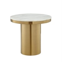 Kinzie End Table, White/Gold