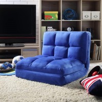 Microsuede Modern Flip Chair, Foam Filling, Steel Tube Frame , Blue