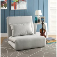 Relaxie Linen 5-Position Adjustable Convertible Flip Chair, Sleeper Dorm Bed Couch Lounger Sofa , Beige