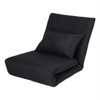 Relaxie Linen 5-Position Adjustable Convertible Flip Chair, Sleeper Dorm Bed Couch Lounger Sofa , Black