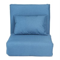 Relaxie Linen 5-Position Adjustable Convertible Flip Chair, Sleeper Dorm Bed Couch Lounger Sofa , Blue