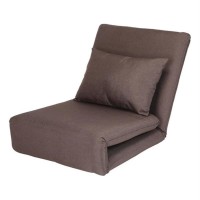 Relaxie Linen 5-Position Adjustable Convertible Flip Chair, Sleeper Dorm Bed Couch Lounger Sofa , Brown