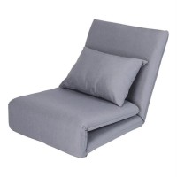 Relaxie Linen 5-Position Adjustable Convertible Flip Chair, Sleeper Dorm Bed Couch Lounger Sofa , Grey