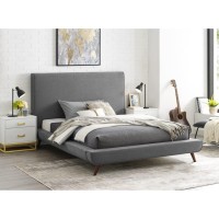 Lyle Linen Upholstered Full Platform Bed, Grey