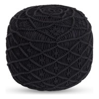 Jakhi Cotton Yarn Pouf, Black
