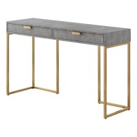 Omer Faux Shagreen Console Table, Grey/Gold