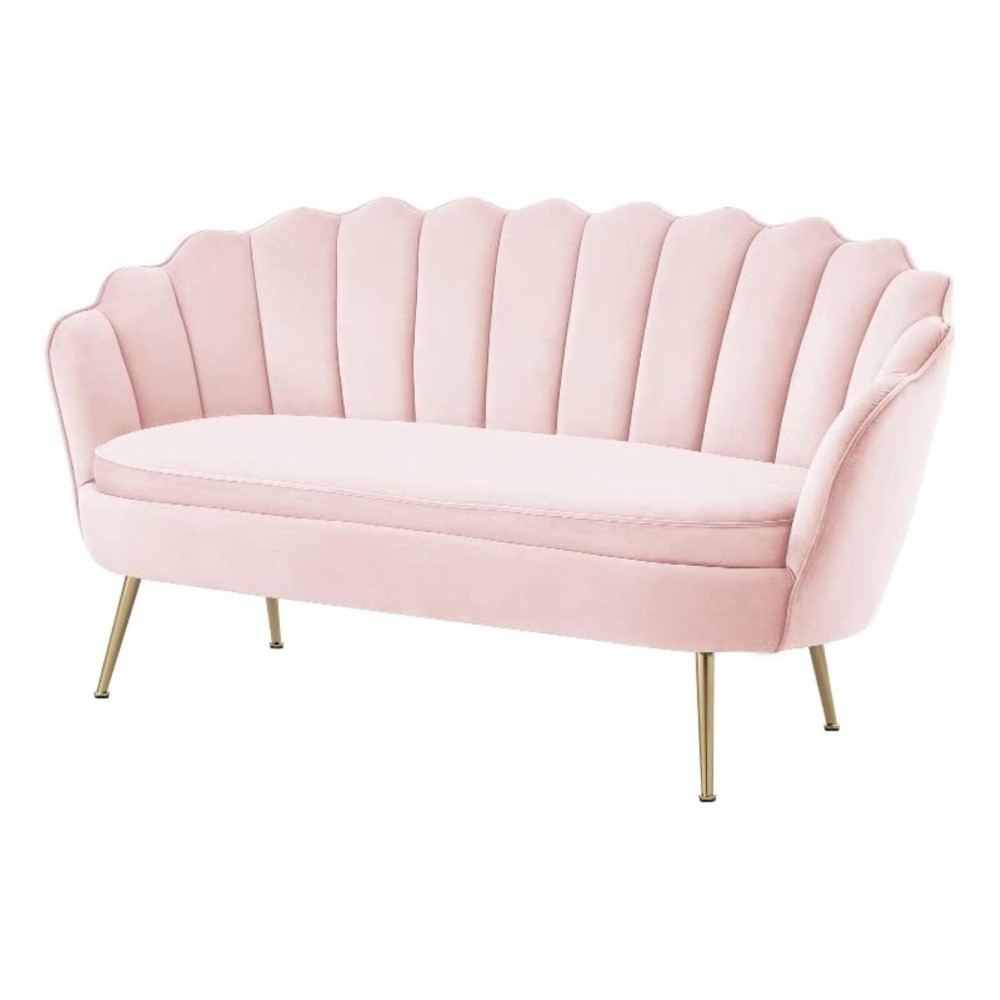 Emaline Velvet Loveseat, Blush