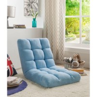 Microplush Modern Armless Quilted Recliner Chair With Foam Filling And Steel Tube Frame , Blue