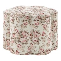 Jamil Linen Ottoman, Cluster Red