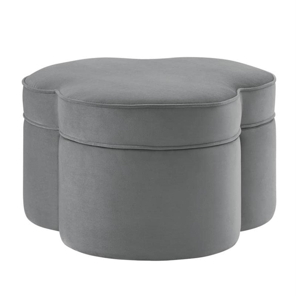 Kristin Velvet Cocktail Ottoman, Grey