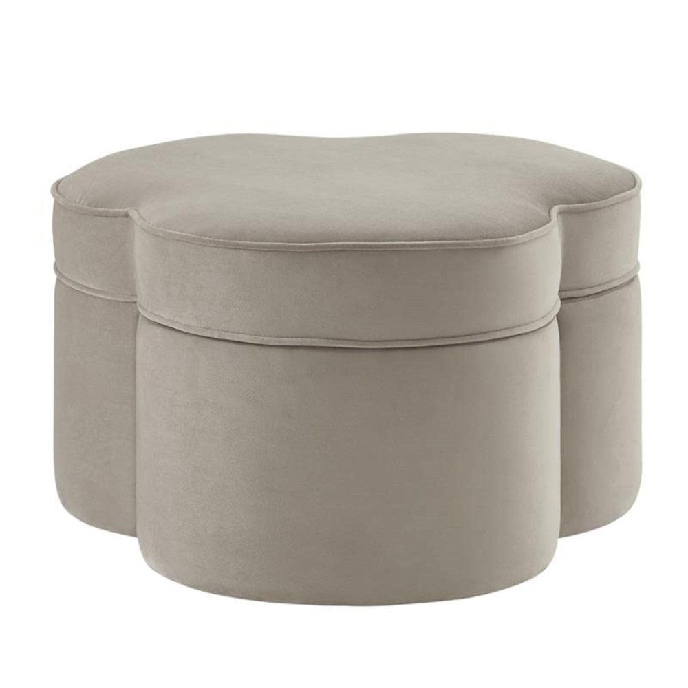 Kristin Velvet Cocktail Ottoman, Taupe