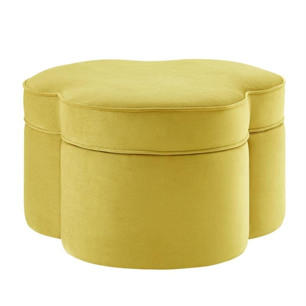 Kristin Velvet Cocktail Ottoman, Yellow