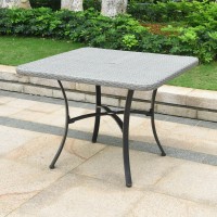 Barcelona Resin Wicker/ Aluminum 39-Inch Square Outdoor Dining Table - Grey