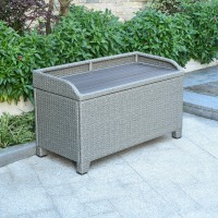 Barcelona Resin Wicker/ Aluminum Storage Bench - Grey
