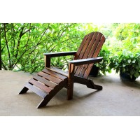 Outdoor Adirondack Chair With Footrest -Brown