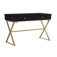 Two-Drawer Campaign Desk, Black