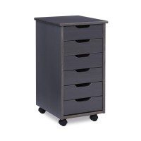 Cary Six Drawer Rolling Storage Cart, Grey