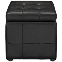 Volt Storage Upholstered Vinyl Ottoman - Black