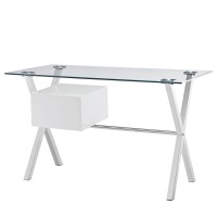 Stasis Glass Top Office Desk - White