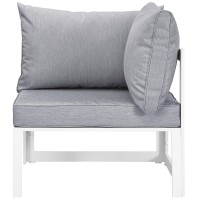 Fortuna Corner Outdoor Patio Armchair - White Gray