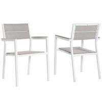 Maine Dining Armchair Outdoor Patio Set Of 2 - White Light Gray