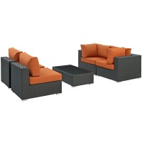 Sojourn 5 Piece Outdoor Patio Sunbrella Sectional Set - Canvas Tuscan