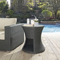 Sojourn Round Outdoor Patio Side Table - Chocolate