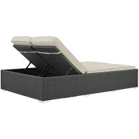 Sojourn Outdoor Patio Sunbrella Double Chaise - Chocolate Beige