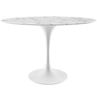 Lippa 48 Oval Artificial Marble Dining Table - White