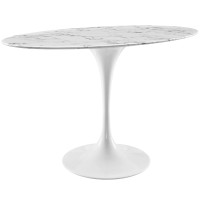 Lippa 48 Oval Artificial Marble Dining Table - White