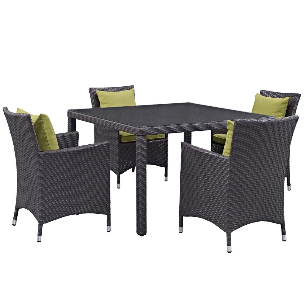 Convene 5 Piece Outdoor Patio Dining Set - Espresso Peridot