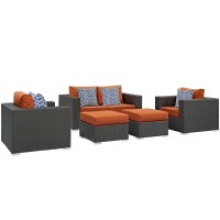 Sojourn 5 Piece Outdoor Patio Sunbrella Sectional Set - Canvas Tuscan