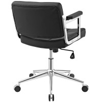 Portray Mid Back Upholstered Vinyl Office Chair - Black