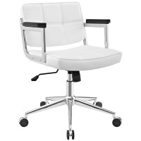 Portray Mid Back Upholstered Vinyl Office Chair - White