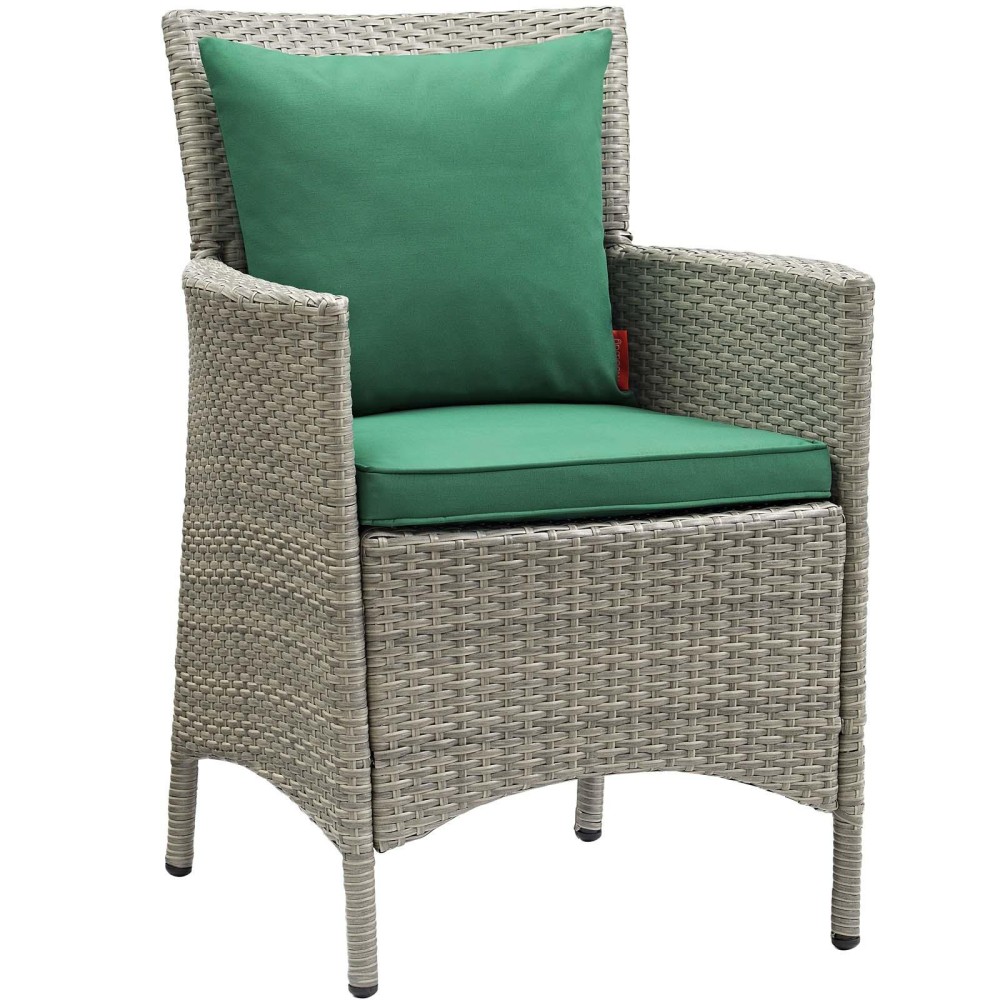 Conduit Outdoor Patio Wicker Rattan Dining Armchair - Light Gray Green