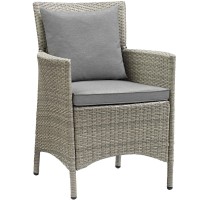 Conduit Outdoor Patio Wicker Rattan Dining Armchair - Light Gray Gray