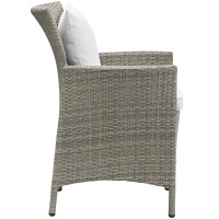 Conduit Outdoor Patio Wicker Rattan Dining Armchair - Light Gray White