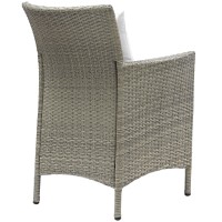 Conduit Outdoor Patio Wicker Rattan Dining Armchair - Light Gray White