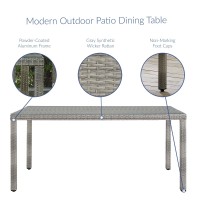 Aura 68 Outdoor Patio Wicker Rattan Dining Table - Gray