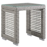 Aura Outdoor Patio Wicker Rattan Side Table - Gray