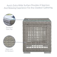 Aura Outdoor Patio Wicker Rattan Side Table - Gray